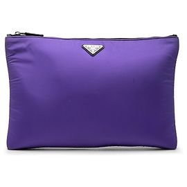 Clutch acolchoada com fecho de correr em Tessuto roxo Prada Roxo Roxo escuro