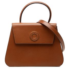 Céline Celine Brown Embossed Leather Top Handle Bag Brown