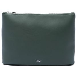 Clutch LOEWE em couro verde com logo Verde Verde escuro