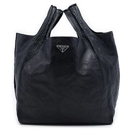 Prada Black Crinkled Nappa Tote Black