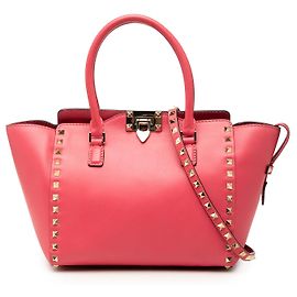Bolsa Valentino Pink Small Leather Rockstud Trapeze Rosa
