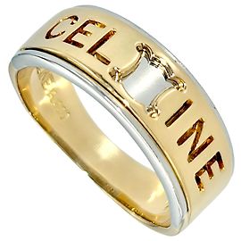 Céline Celine Macadam Logo Bicolor Ring Silvery Golden