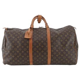 Louis Vuitton Monogram Keepall 60 Handbag Dark brown Monogram