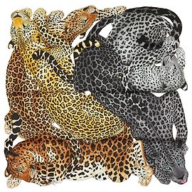 Hermès Sciarpa Hermes Lazy Leopardesses 90 cm seta camel beige Carré leopardo animale 35" AUC90365_0702 Beige Altro Grigio Cammello