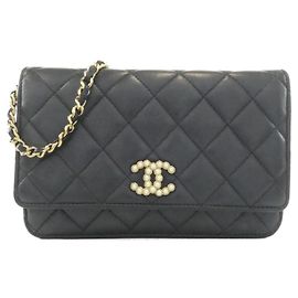 Chanel AP3807 Portafoglio con catena/spalla Navy Blu navy