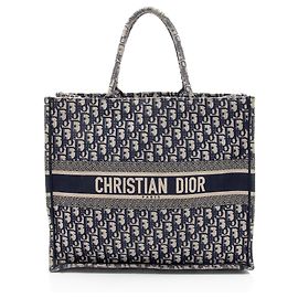 Tote Dior Oblique Large Blu