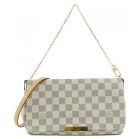 Bolsa de ombro Louis Vuitton Damier Azur Favorite MM Branco Azul