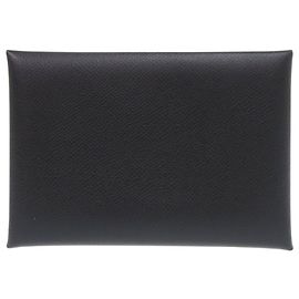 Hermès Hermes Calvi Duo Veau Madame Black Card Case Black