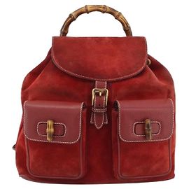 Gucci Vintage Bamboo Suede Medium Red