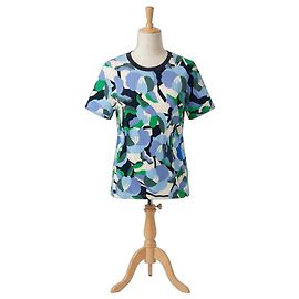 Marimekko x Monoprix T-Shirt mit abstraktem Blumenprint Weiß Blau Andere Grün
