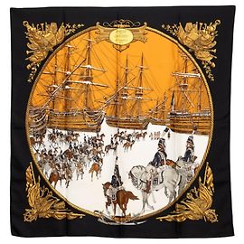 Hermès Sciarpa Carré 90 Hermes Marine et Cavalerie Nero