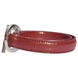 Montblanc Bracciale Cuff in Pelle di Lucertola Rossa e Argento 925 Rosso