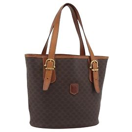 Céline Celine Vintage Macadam Toile et Cuir Marron