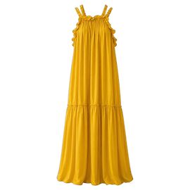 Vestido largo con volantes amarillo Ulla Johnson Amarillo