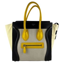 Céline Borsa Celine Luggage Micro Shopper Nero Crudo Giallo