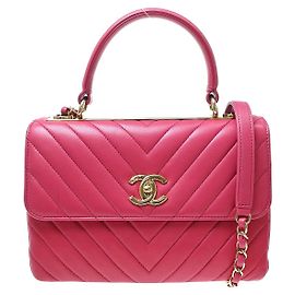 Chanel Trendy CC Top Handle Chevron Lambskin Medium Rose