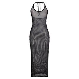 Courreges Courrèges Schwarzes Mesh-Midikleid Schwarz
