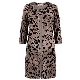 Autre Marque Long cardigan 100% cachemire Leonard Paris – Imprimé animal Noir Beige