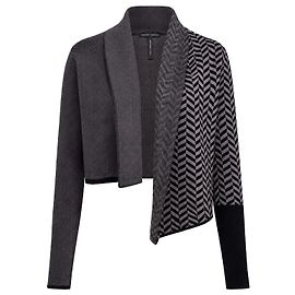 Autre Marque Sarah Pacini Boléro en maille asymétrique Noir Gris