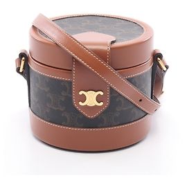 Céline Borsa a Spalla Celine Tambour Small Triomphe Marrone Nero