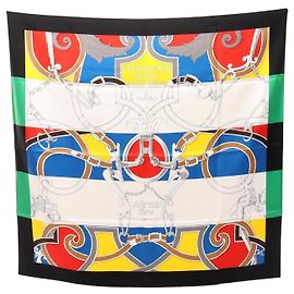 Hermès Sciarpa Hermes Carre 90 L'Instruction du Roy Nero Multicolore
