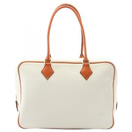 Hermès Hermes Plume 32 Bicolor Handbag White Orange