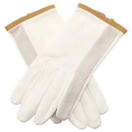 Hermès Luvas de couro com debrum Hermes para mulher Marrom Branco Caqui