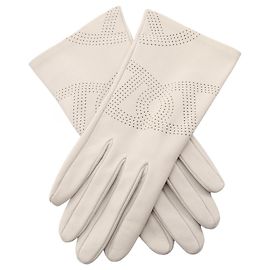 Hermès Perforierte Lederhandschuhe für Damen Weiß