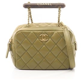 Bolsa Bowling Mini Matelassé Chanel Caqui