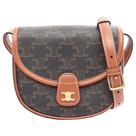 Céline Celine Triomphe Mini Besace Shoulder Bag Marron Noir