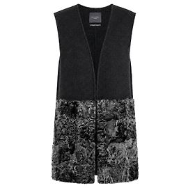 Weekend Max Mara Hand-Stitched Wool & Lamb Fur Gilet – Made in Italy Grey Dark grey