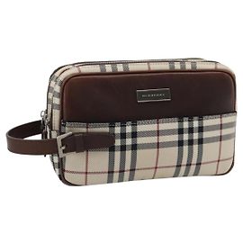 Clutch BURBERRY Nova Check in tela beige e argento Auth mr2740 Argento Beige
