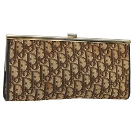 Christian Dior Trotter Canvas Clutch Bag Braun Gold Auth mr2734A Braun Golden