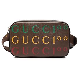 Gucci 100th Anniversary Gürteltasche aus braunem Leder Braun