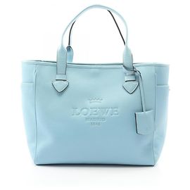 Loewe Heritage Blue Leather Tote Bag Blue