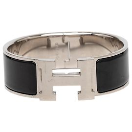 Hermès Hermes Clic Clac H PM Black Metal Enamel Bracelet Black