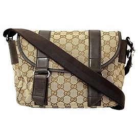 Bolsa de ombro Gucci GG Canvas e couro Marrom Bege