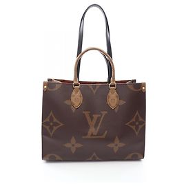 Sac cabas Louis Vuitton OnTheGo MM Monogram Giant Reverse Marron Beige