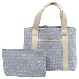 Bvlgari Bulgari Logomania Tote Bag Blue Cream