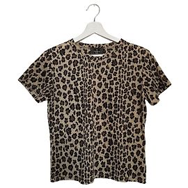 Fendi Leopard Print Mesh T-Shirt Brown Black Leopard print