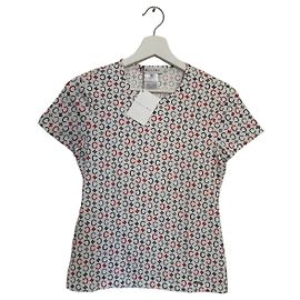 Céline Celine Triomphe Monogram Cotton T-Shirt White Red Blue Grey
