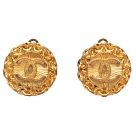 Chanel Coco Mark Vintage runde Ohrringe 95P Golden