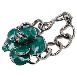 Pulsera de cadena Chanel Coco Mark Camellia Verde