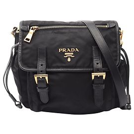 Borsa a tracolla con logo Prada Nero