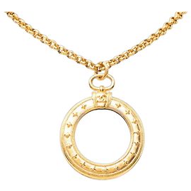 Pendentif Loupe Chanel Vintage Coco Mark avec Chaîne Collier Doré