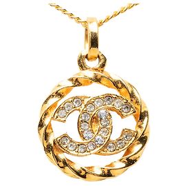 Colar Chanel Vintage Coco Mark Dourado