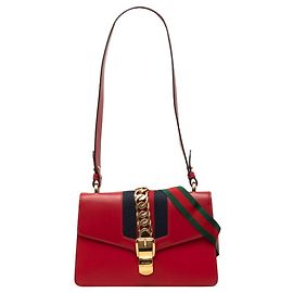 Borsa a Spalla Gucci Sylvie Sherry Line Rosso Blu navy