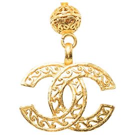 Collar de cadena Chanel Vintage Coco Mark Dorado