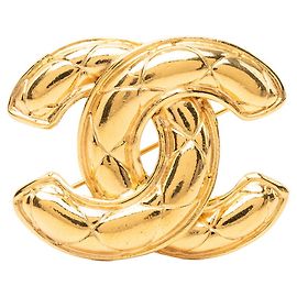 Spilla Chanel Vintage Matelassé Coco Mark D'oro