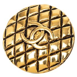 Spilla Chanel Vintage Matelassé Coco Mark D'oro